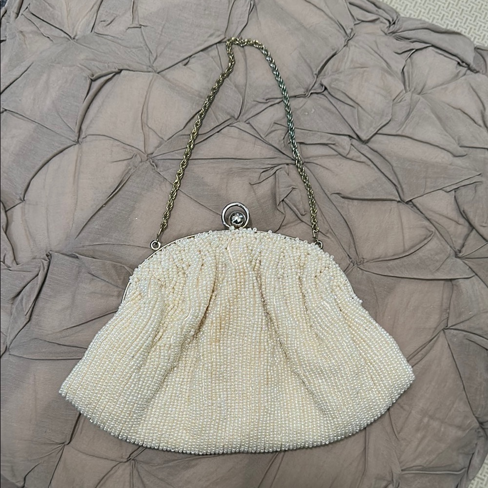 La Regale Satin Clutch in Cream